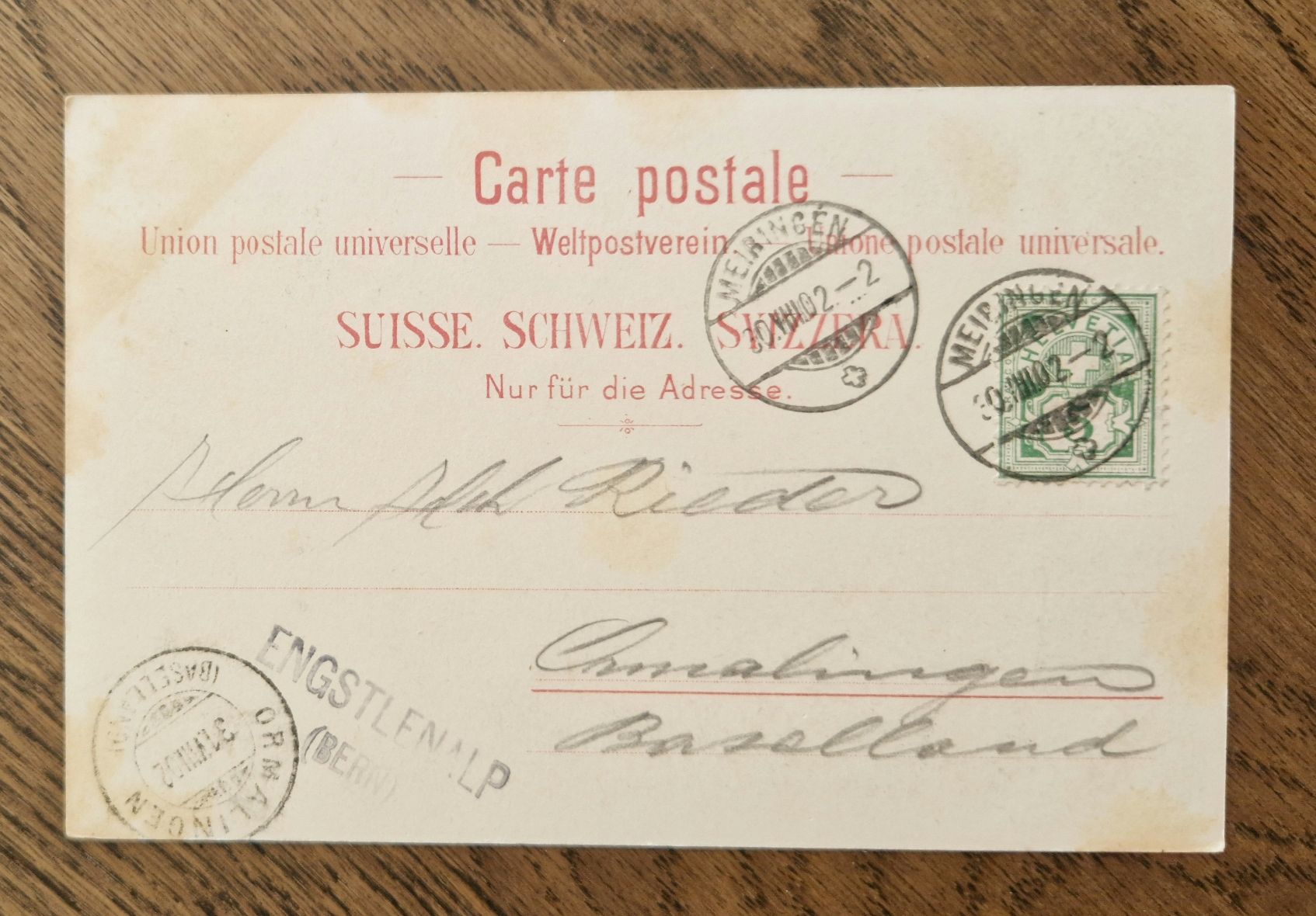 Cartoline postali: Rarität Engstlenalp 1902 – Usato da Ebikon venduto da Donar50 1