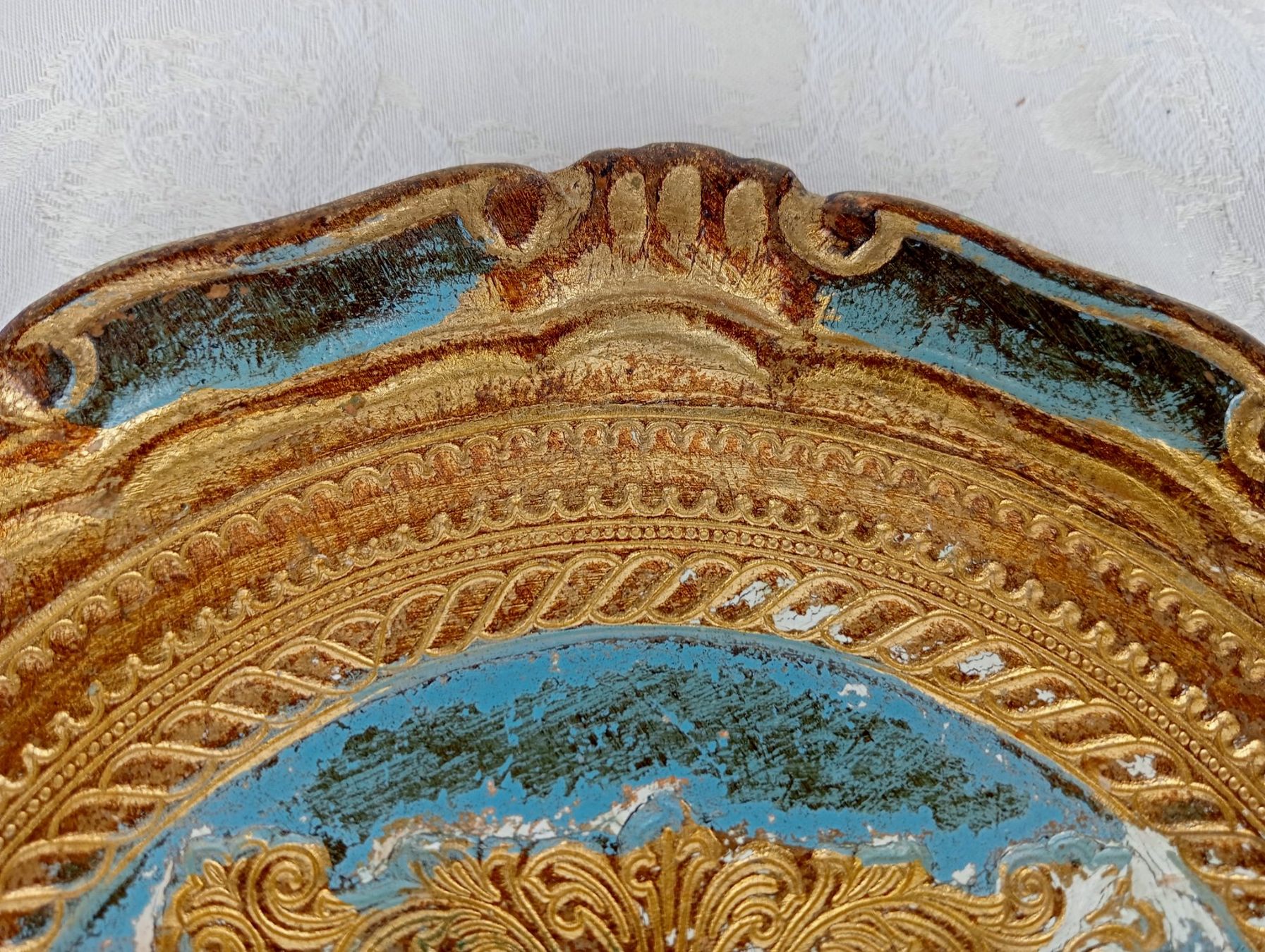 Piatti di portata: Florentiner Platte Tablett Gold - Bleu vermutlich Holz – Usato da Oberdorf BL venduto da Barocki888 4