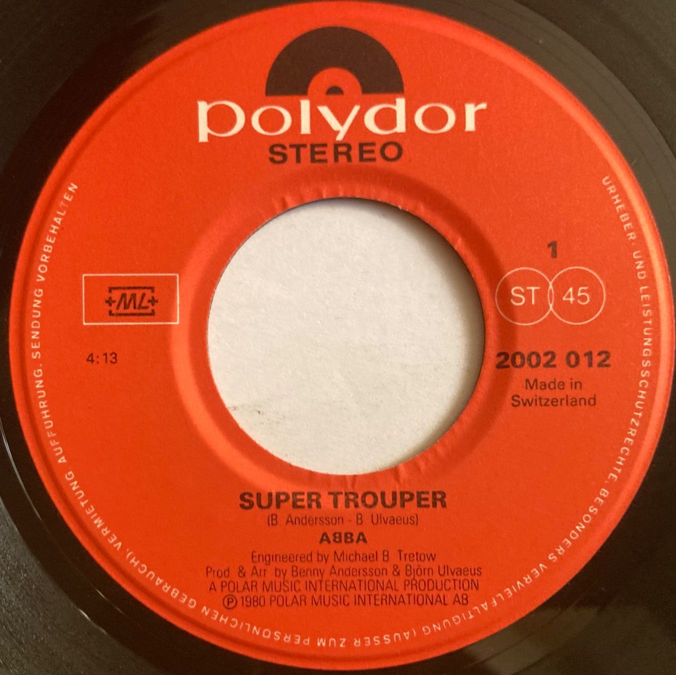 Schallplatten: ABBA - SUPER TROUPER / THE PIPER – Gebraucht aus Poliez-Pittet von Newtown-Records 2