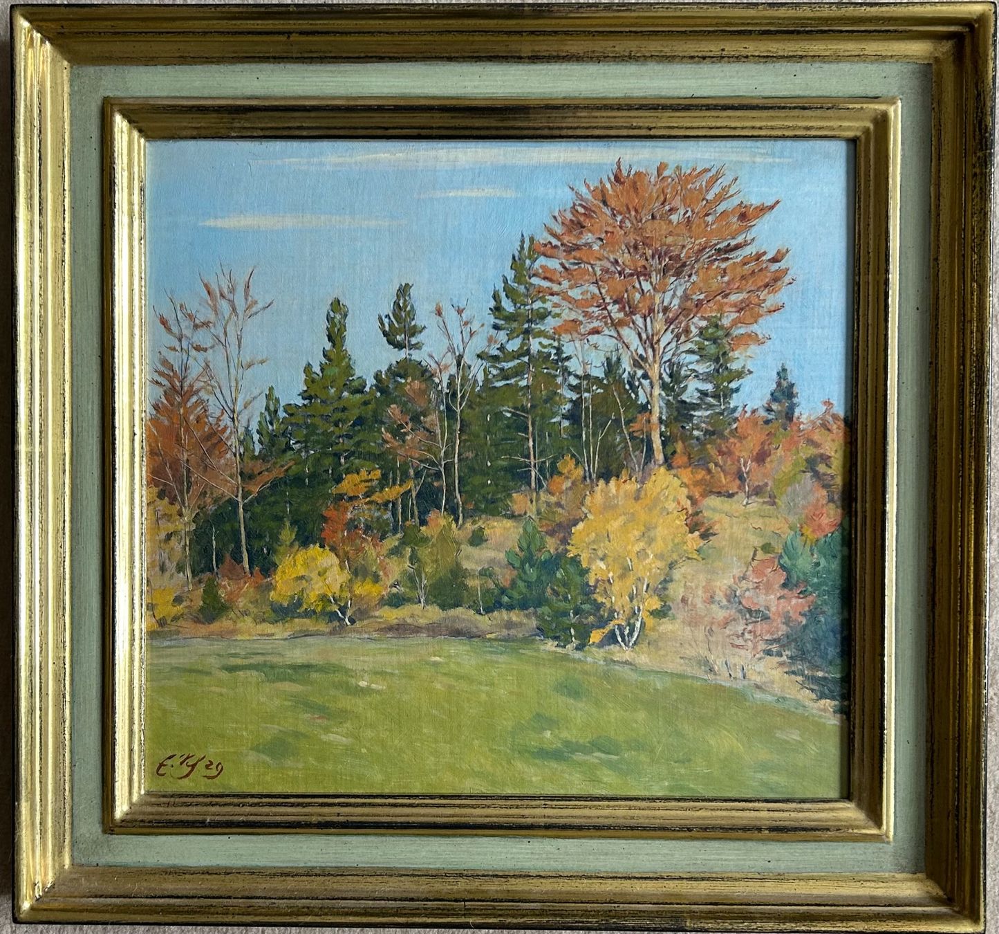 Dipinti: E. Schmid (1929) Herbstlicher Waldrand – Usato da Turgi venduto da dewi2003