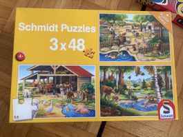Puzzle Schmidt 3x48 pièces - Thème nature et animaux
