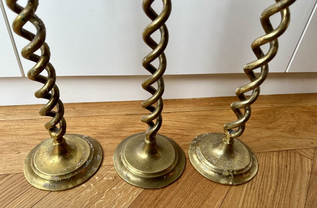 Portacandele: 3er Set Kerzenständer gedreht Messing – Usato da Basel venduto da mcescher64 2