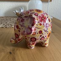 Spardose, Designer-Kässeli, Elephant geblumt mit Krone