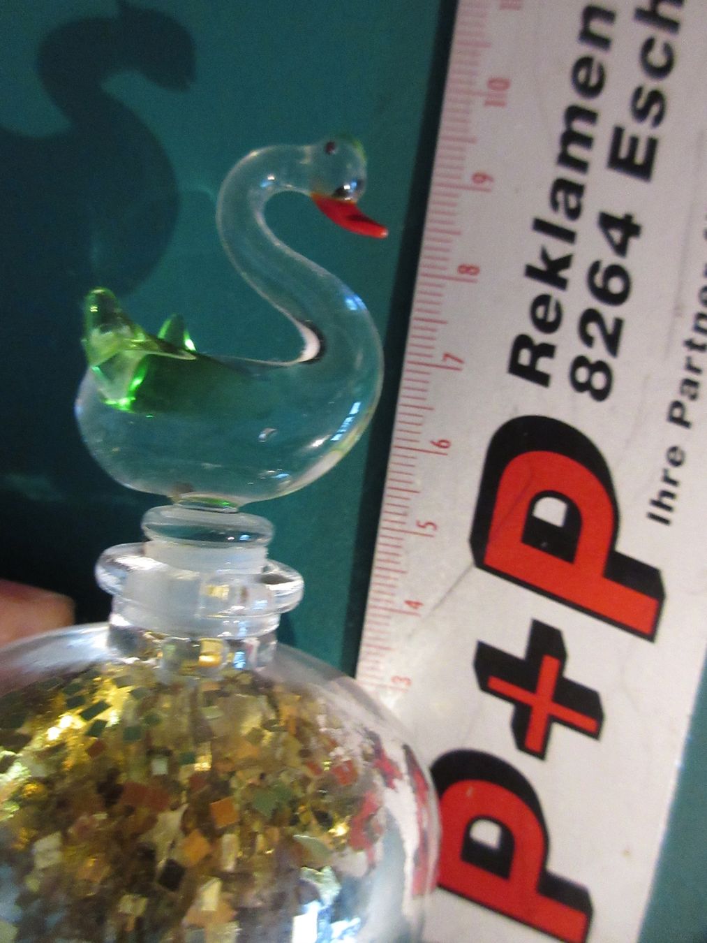 Flacons: Parfum Flacon, Glasflasche mit Glas Schwan + Glitzer – Gebraucht aus Egg b. Zürich von Mogli93 5