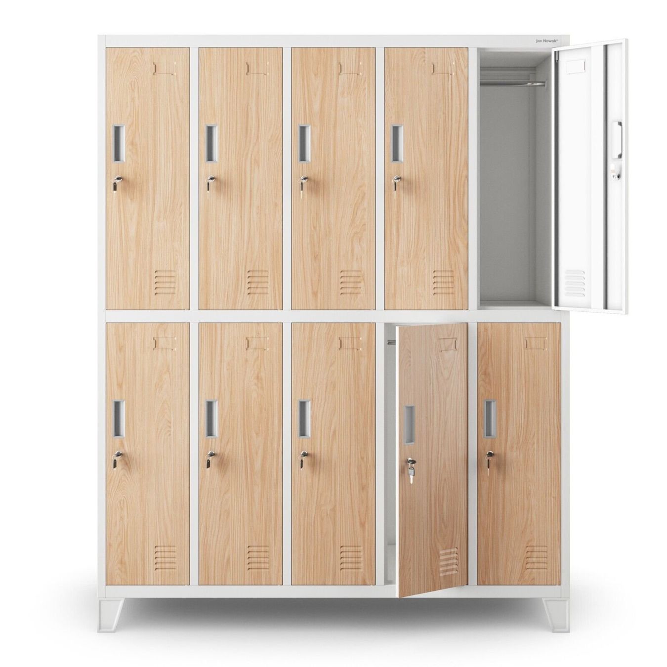 Schränke: Schliessfachschrank 10 Fächer - Weiss/Holzoptik – Neu und originalverpackt aus Wallenwil von toesstal-vertrieb 2