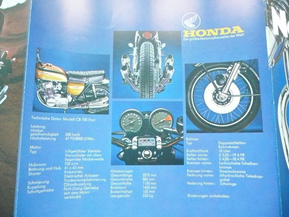 Vintage 1976 Honda CB750 CB550 Motorcycle Dealer Brochure - NOS Original