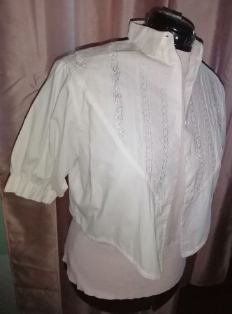 verspielte Retro Kurz- Bluse Mit Glanzstickerei