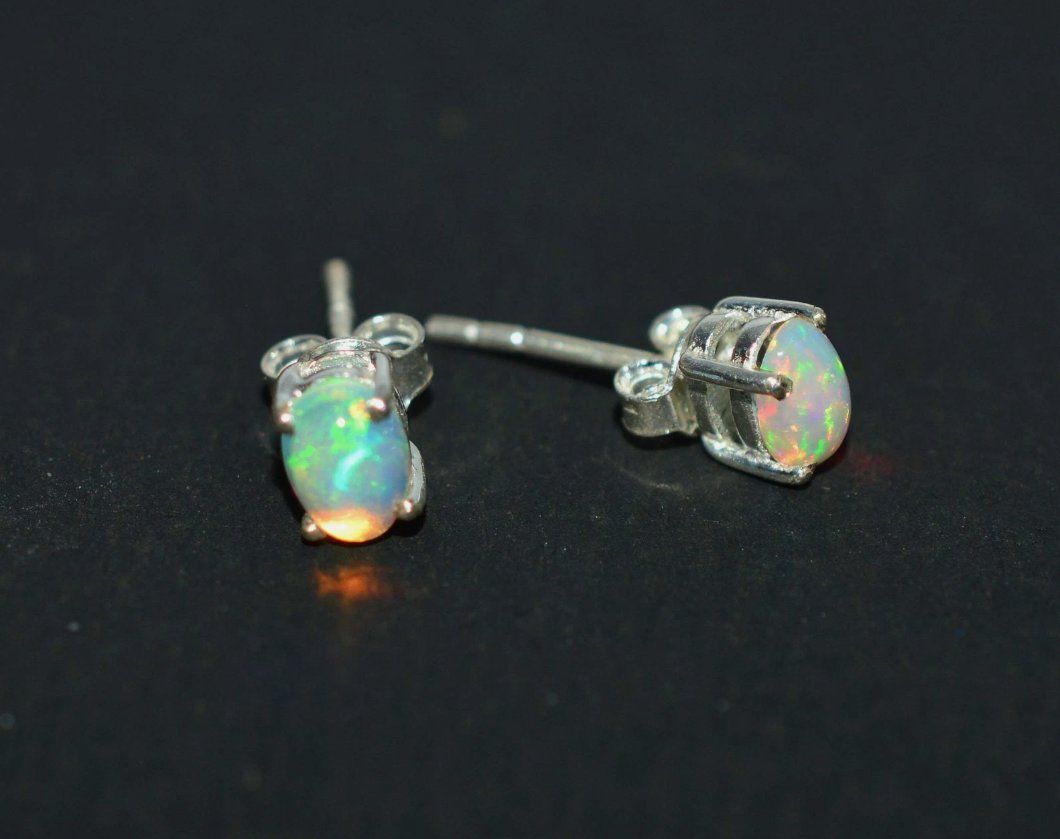 Orecchini pendenti & Orecchini a lobo: 925 SOLID STERLING SILVER ETHIOPIAN OPAL STUD EARRING – Nuovo (secondo la descrizione) da Laupersdorf venduto da J69T 2