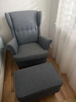 IKEA Strandmon wing chair with footstool grey colour