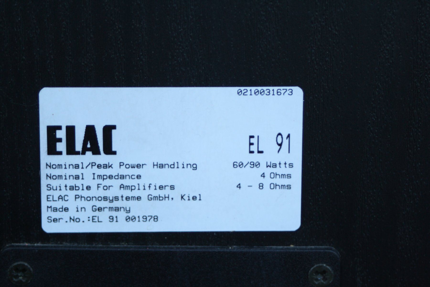 Elac Haut-parleurs: ELAC BOXEN  EL 91 – D'occasion à Wauwil par Pneuedy 2