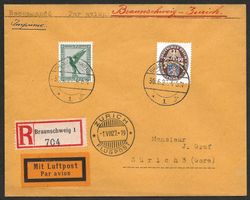 Flugpost Schweiz 1927 Braunschweig Zürich Luftpost