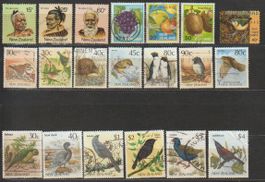 Nouveau-Zélande, faune et flore, lots de timbres