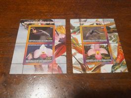 2 Timbres Djibouti: Orchidees et Oiseaux Tropicaux, 2006!