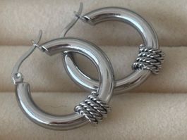 Luxus Edelstahl Elegante Creolen Ohrschmuck Farbe :Silber