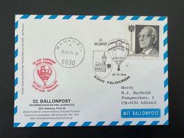 52. Ballonpostflug 1974 Rankweil Feldkirch  (G577)