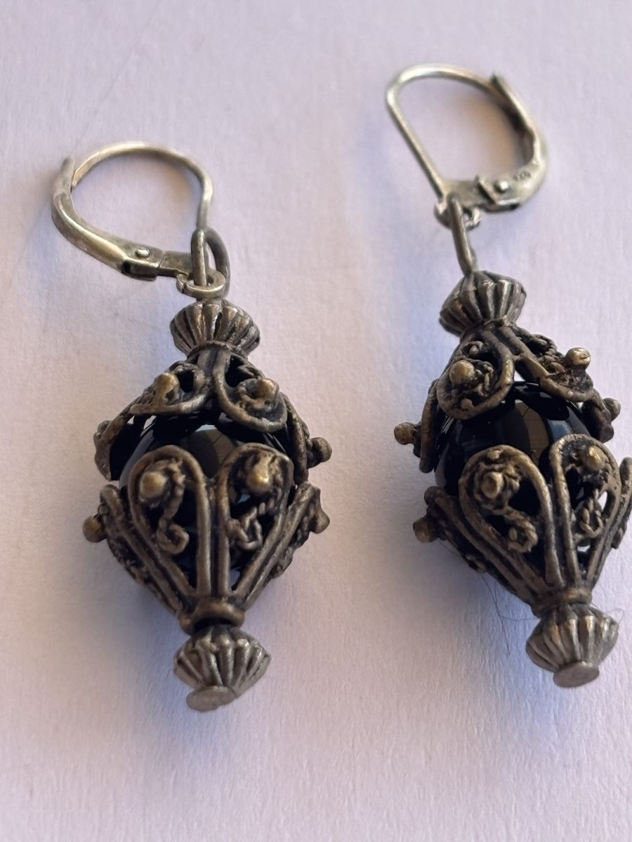 Orecchini pendenti & Orecchini a lobo: Ohrringe mit schwarzem Stein Silber 925 – Usato da Langnau am Albis venduto da flusspflege