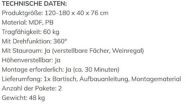 Tische: Bartisch mit Sideboard – Neu und originalverpackt aus Sempach von Metallady86 4