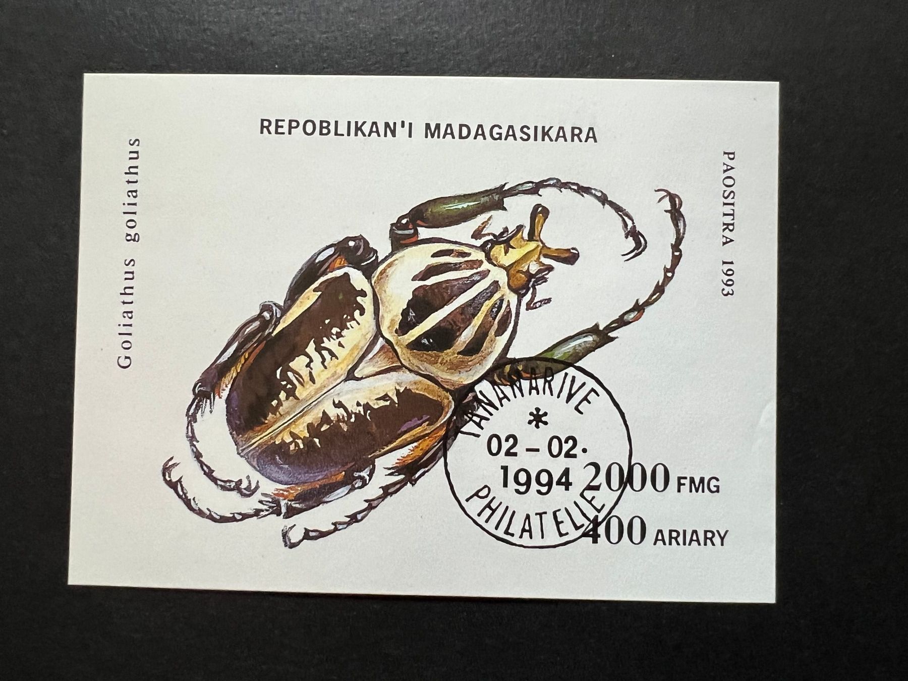 Tutti i francobolli: Madagaskar Käfer 1994 Block gest. (E381) – Usato da Hinwil venduto da Sidi4
