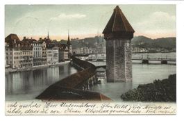 Luzern - Stadt - Kapellbrücke mit Wasserturm - 1906