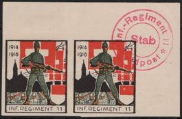 INF. REGIMENT 11 - seltenes ungezähntes Soldatenmarken Paar