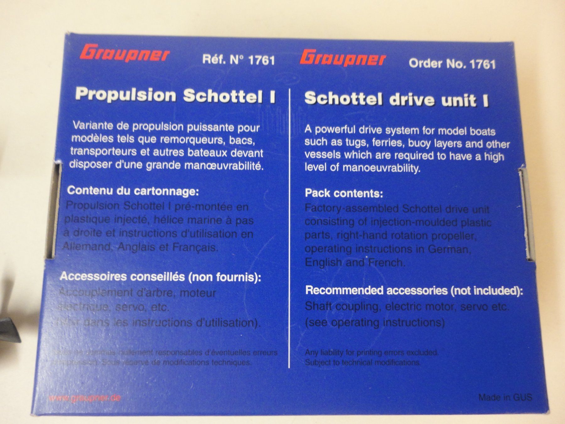 Graupner RC Modellbau: Graupner Schottelantrieb I Modellbau Boot Neu & OVP – Neu und originalverpackt aus Horgen von RcModell 1