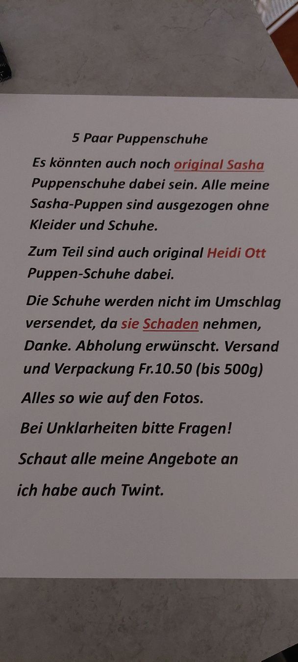 Puppen: 5Paar Puppenschuhe  – Gebraucht aus Muri AG von nindo1 1