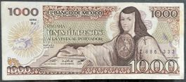 Mexiko 1000 Pesos Banknote - Seltenes Sammlerstueck, Top!