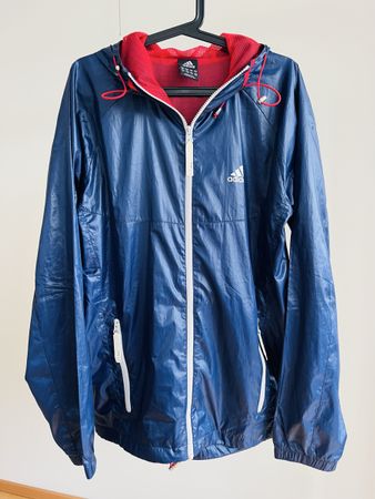 Veste running Adidas bleu/rouge, taille S, homme