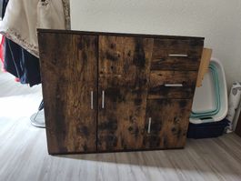Sideboard Holzoptik dunkel mit Türen und Schubladen