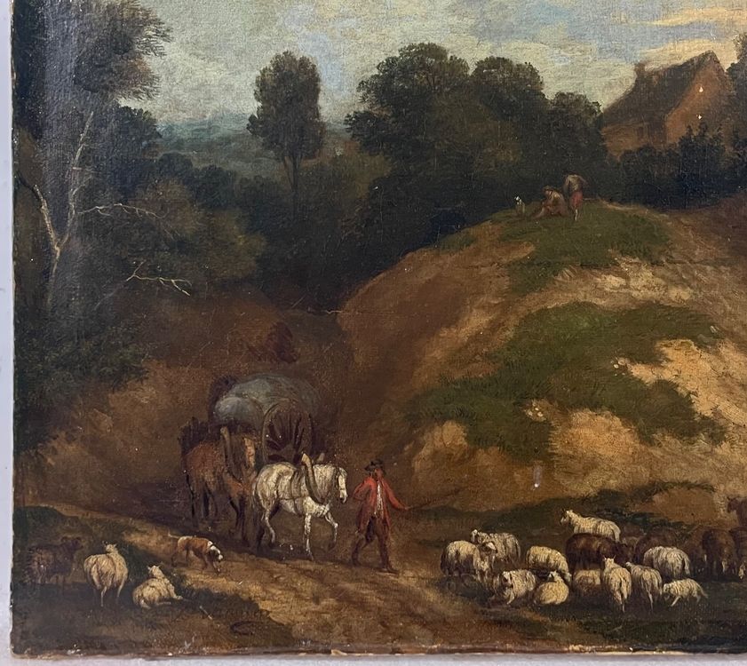 Antikes Gemälde mit Hirten auf dem Feld Kaufen auf Ricardo