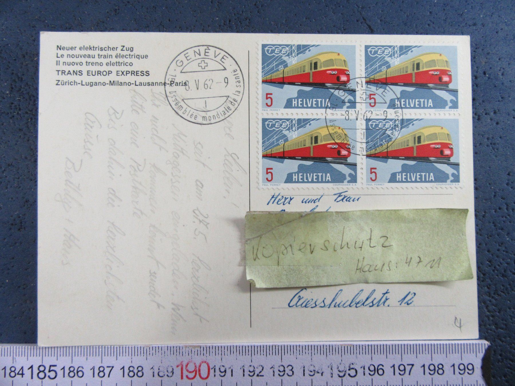 Cartoline postali: BAHN SCHWEIZ TRANS EUROPA EXPRESS TEE 1962 AK – Usato da Ettingen venduto da Hausi4711 1