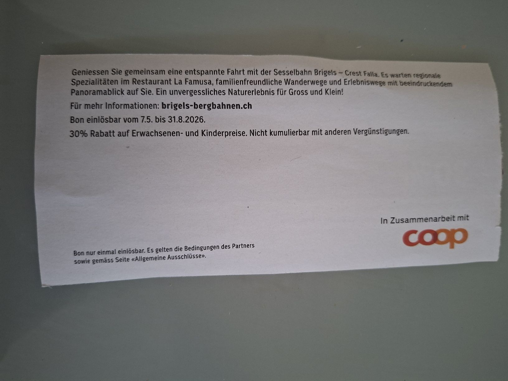 Gutscheine: Brigels Bergbahnen Gutschein - 30% Rabatt – Neu (gemäss Beschreibung) aus Sumiswald von Cicco02 1