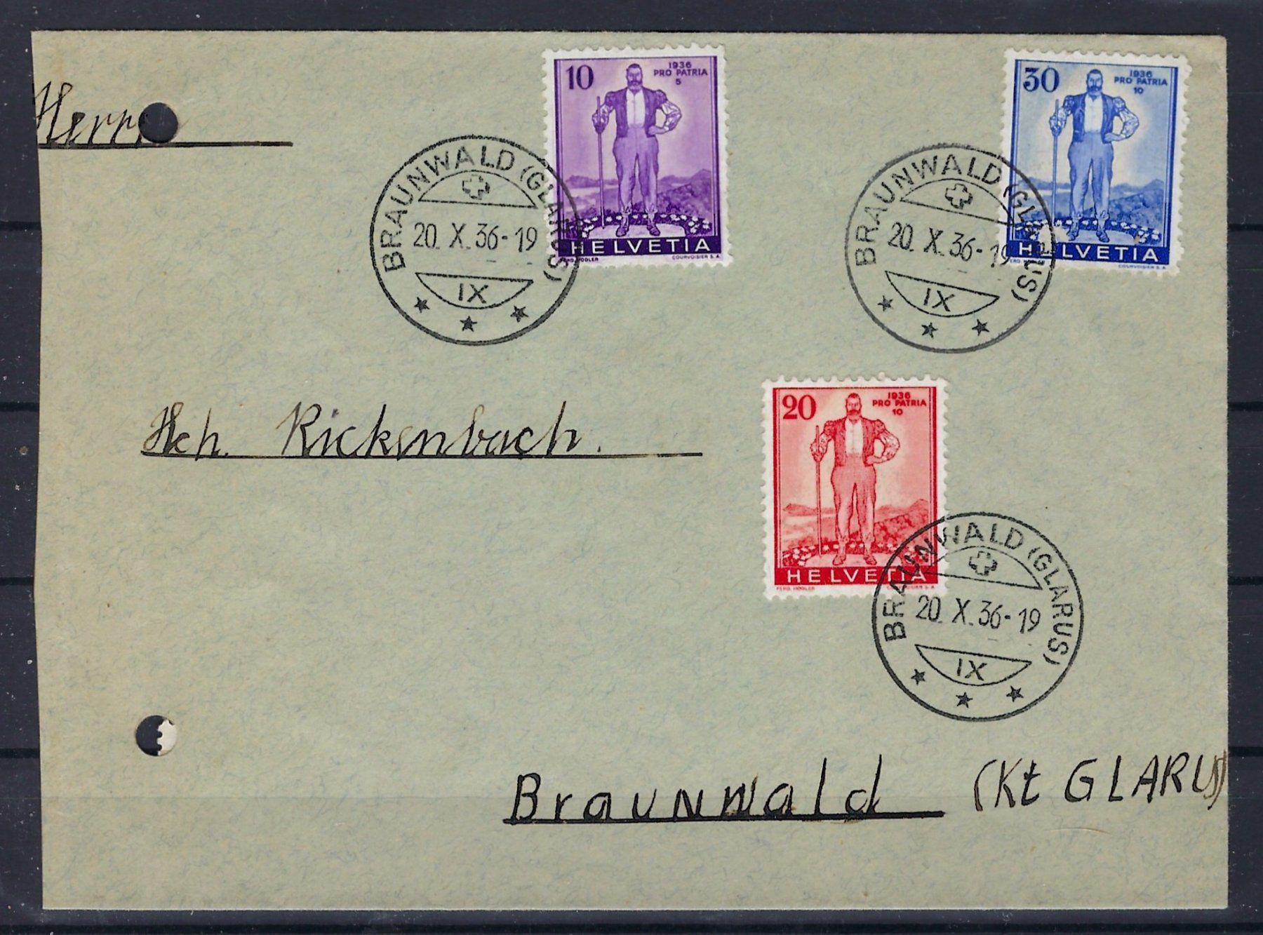 Tous les timbres: 1936  Pro Patria Brief   16060 – D'occasion à Lunden par Animus999