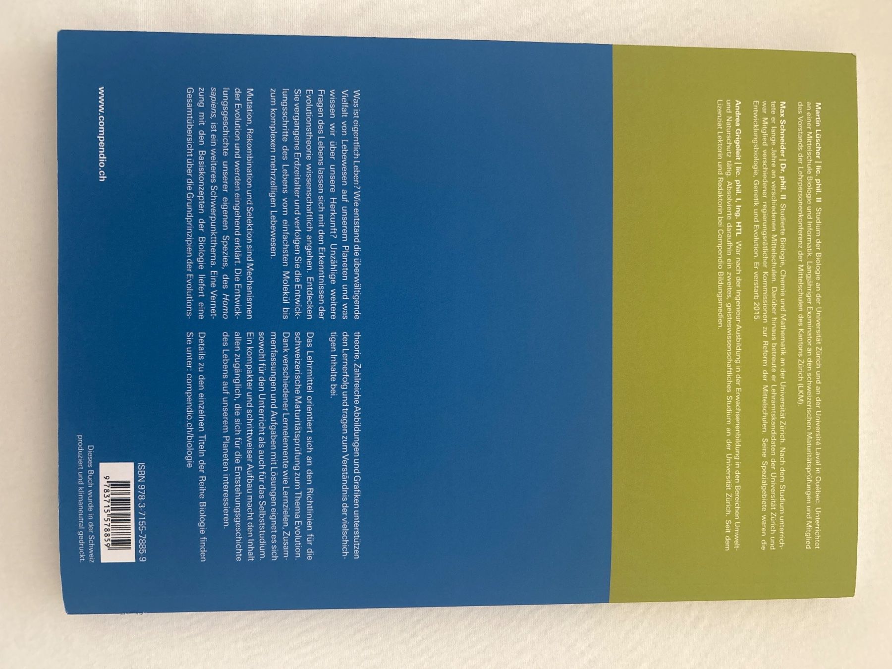 Bücher: Compendio Evolutionsbiologie (2. Auflage, 2019) – Neu (gemäss Beschreibung) aus Zürich von lau_x7fl 1