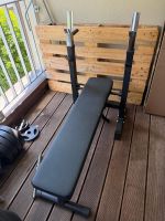 Hantelbank inkl. Stangen und mehreren Gewichten - bis 100kg