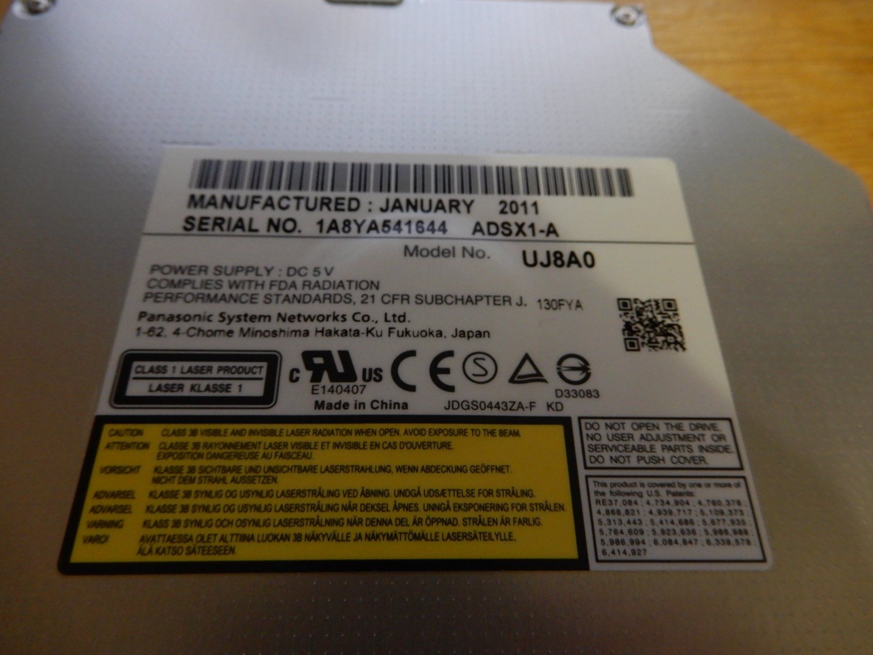 Laufwerke & Adapter: Panasonic UJ8A0 SATA 8x DVD 24x CD Burner Writer Internal Dr – Gebraucht aus Worben von MaKo3252 4
