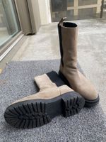 Winterstiefel aus Rauleder, beige, Gr. 38, neuwertig
