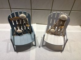 Hübsche Sommer-Deko, zwei Miniatur Strandstühle aus Holz
