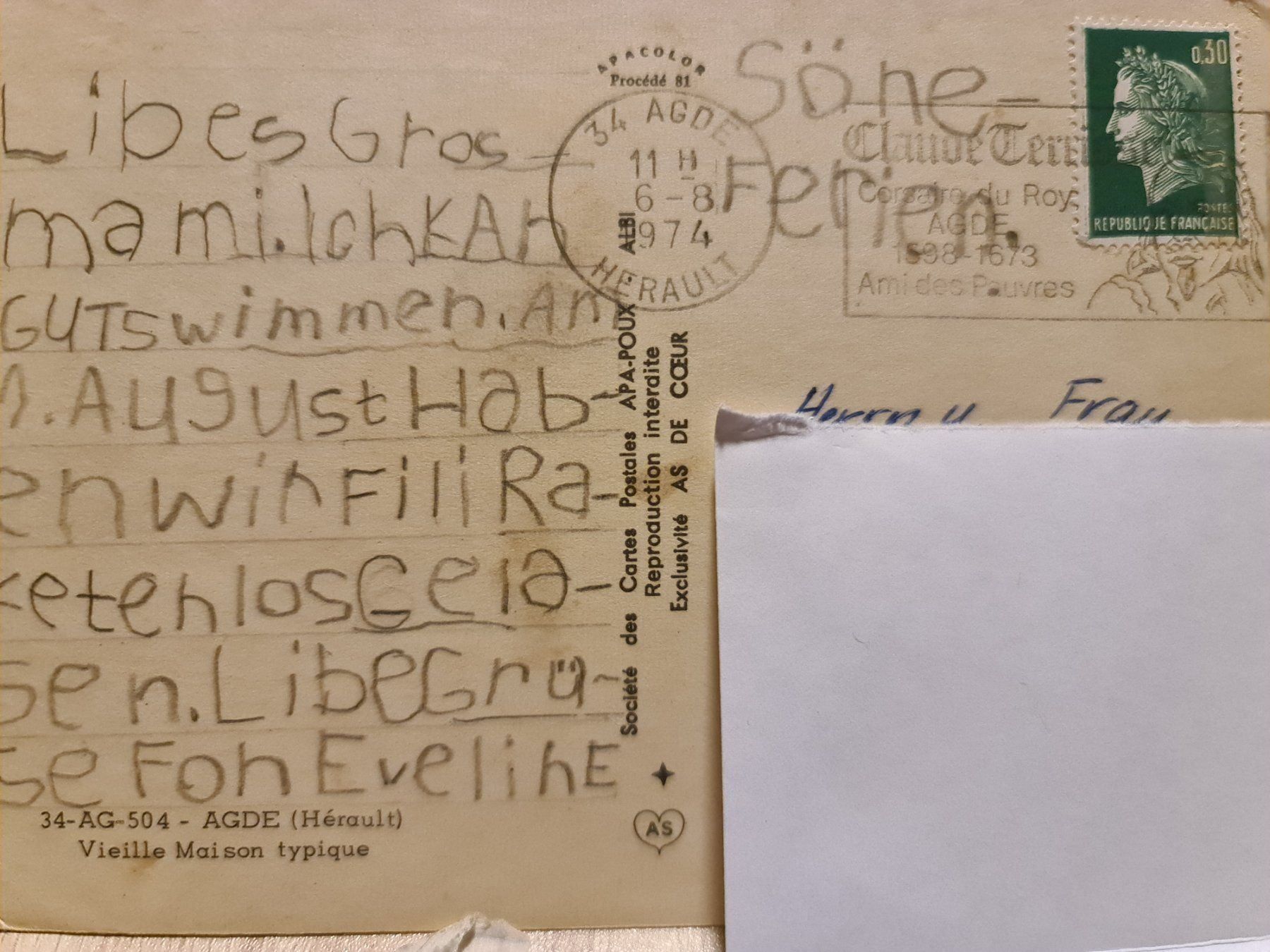 Cartoline postali: Ansichtskarte Agde 1974 – Usato da Dintikon venduto da Vexi 1
