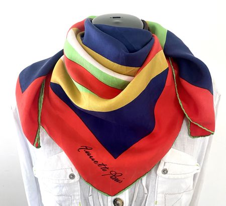 Annette Paris Seidentuch Foulard,Seidenschal.Silk Scarf bunt