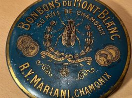 Boite ancienne Bonbon CHAMONIX France Mont Blanc Blechdose