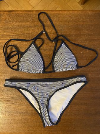 TOMMY HILFIGER Bikini, Gr. 36, Blau/Weiss gestreift, wie neu
