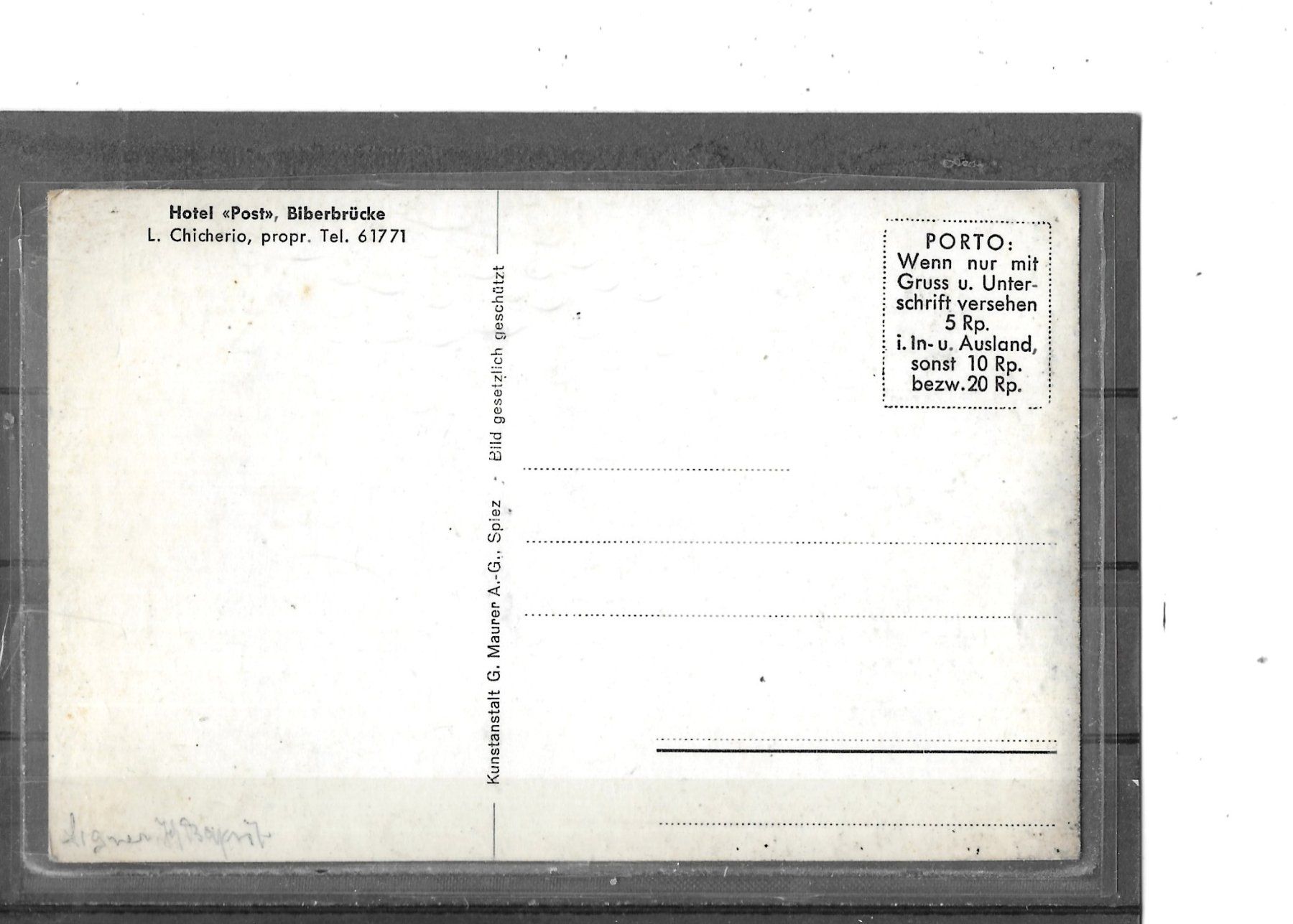 Cartoline postali: SZ Biberbrücke bei Einsiedeln Hotel "Post" – Usato da Schocherswil venduto da Wilare 1