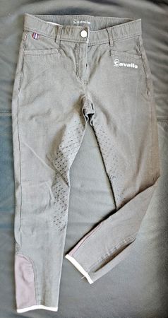 Reithose Cavallo grau mit Kniebesatz guter Zustand