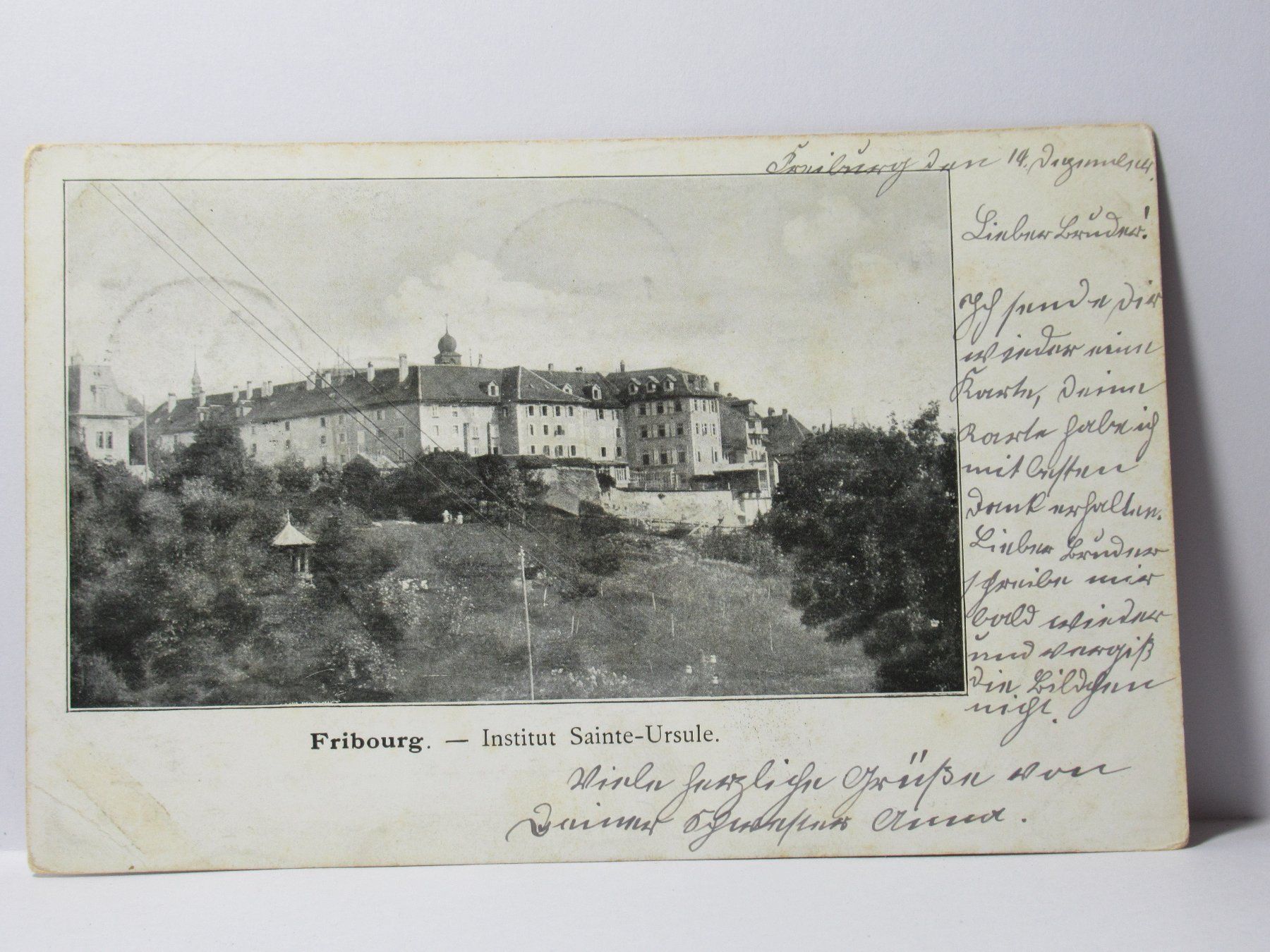 Cartoline postali: Fribourg , Institut Sainte - Ursule 1902 – Usato da Grenchen venduto da Bluemchen1900