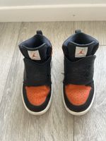Jordan 1 Toddler Shoes Size 30 Orange Black White Used
