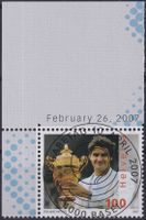 2007, Nr.1229 "Roger Federer" mit ET-Voll-Stempel + ECKTABS.