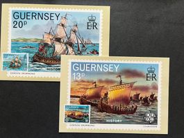 2 Maxikarte Guensery Ship History 1982 (D997)