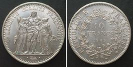 FRANKREICH 10 Francs 1965 HERCULES Silber unz