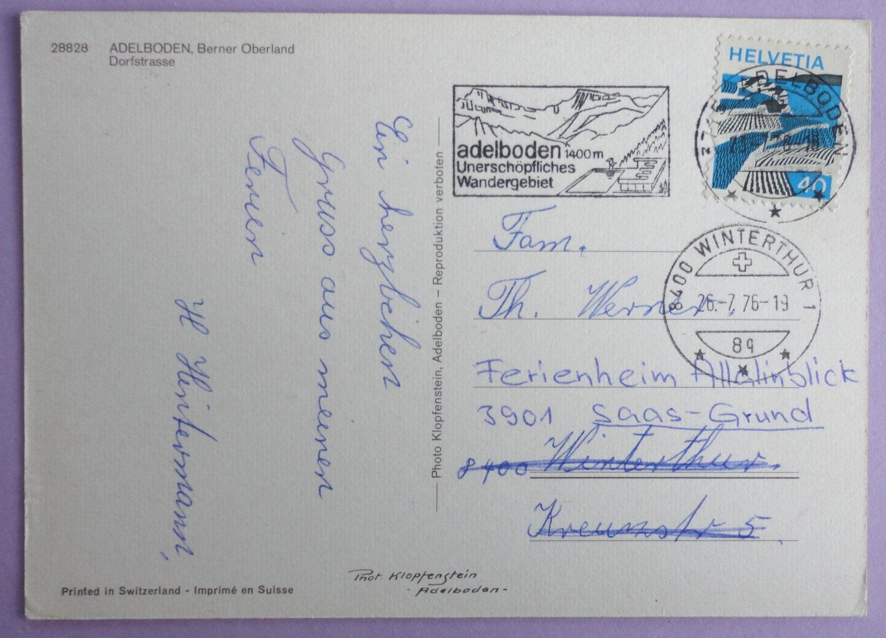 Cartoline postali: Adelboden, Dorfstrasse – Usato da Fétigny venduto da Billy2miny 1